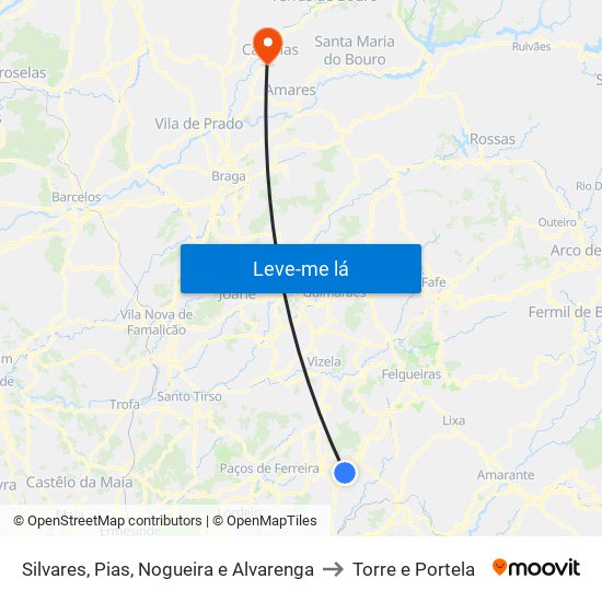 Silvares, Pias, Nogueira e Alvarenga to Torre e Portela map