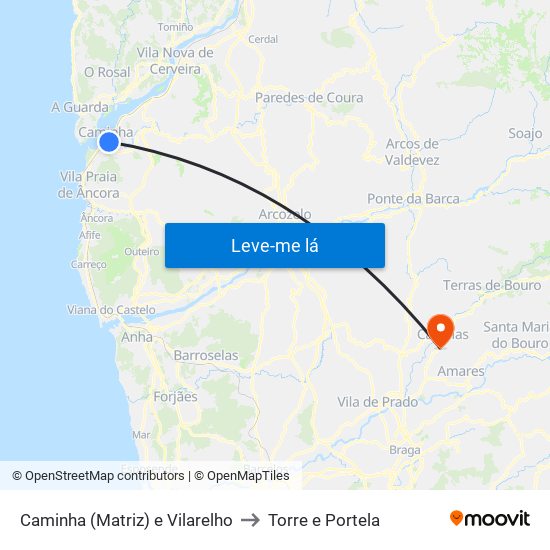 Caminha (Matriz) e Vilarelho to Torre e Portela map