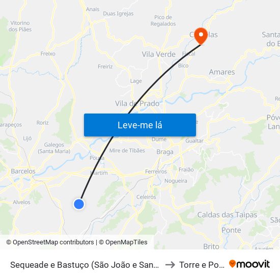 Sequeade e Bastuço (São João e Santo Estêvão) to Torre e Portela map