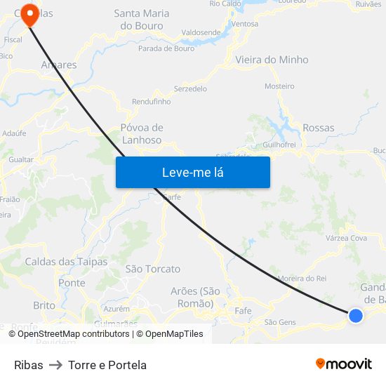 Ribas to Torre e Portela map