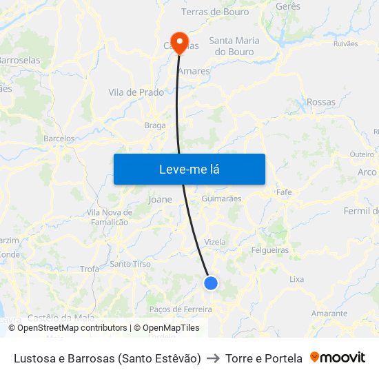 Lustosa e Barrosas (Santo Estêvão) to Torre e Portela map