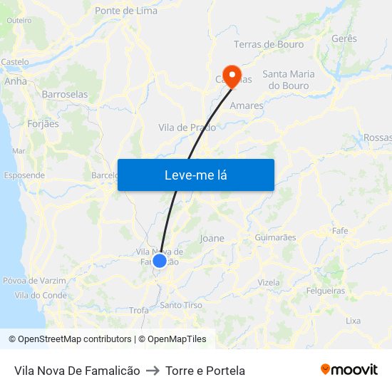 Vila Nova De Famalicão to Torre e Portela map