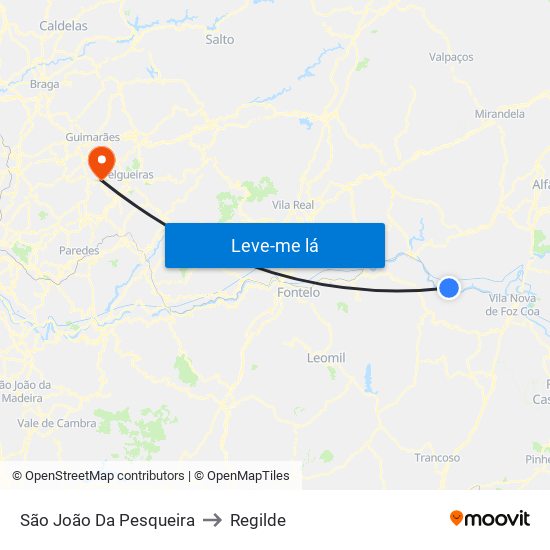 São João Da Pesqueira to Regilde map