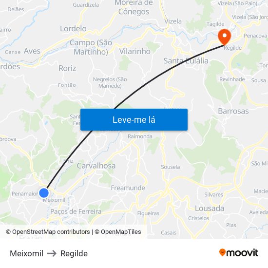 Meixomil to Regilde map