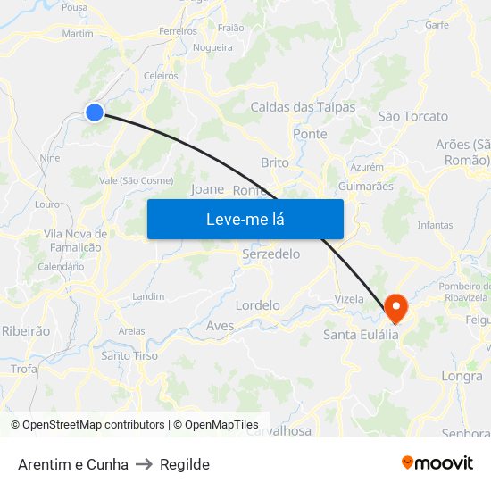 Arentim e Cunha to Regilde map