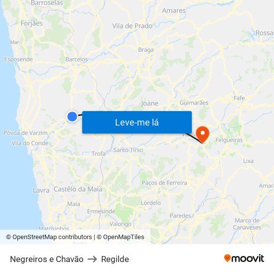 Negreiros e Chavão to Regilde map