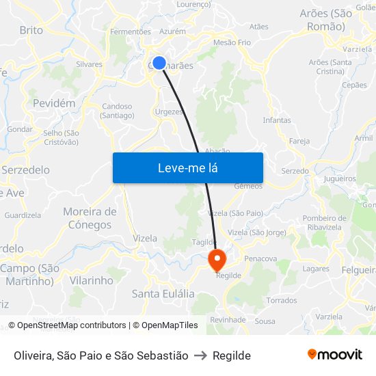 Oliveira, São Paio e São Sebastião to Regilde map