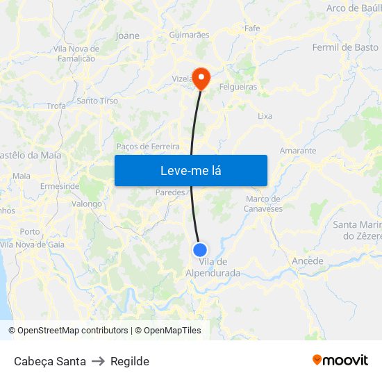 Cabeça Santa to Regilde map