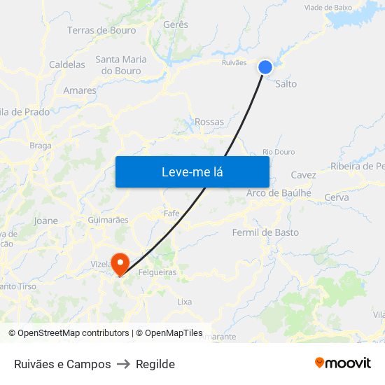 Ruivães e Campos to Regilde map