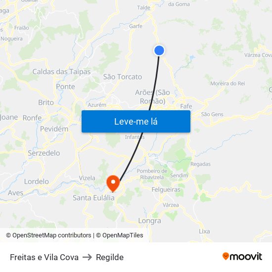 Freitas e Vila Cova to Regilde map