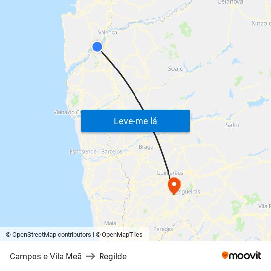 Campos e Vila Meã to Regilde map