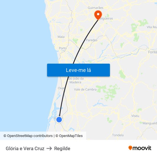 Glória e Vera Cruz to Regilde map