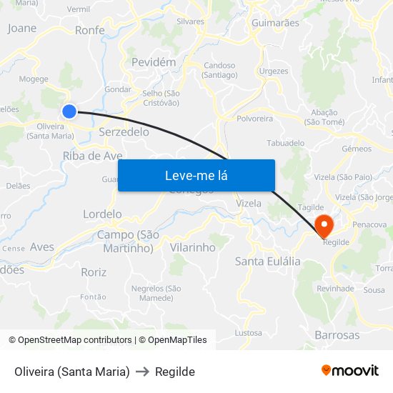 Oliveira (Santa Maria) to Regilde map