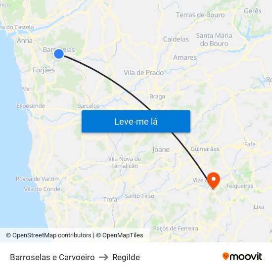 Barroselas e Carvoeiro to Regilde map