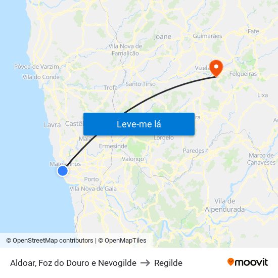 Aldoar, Foz do Douro e Nevogilde to Regilde map