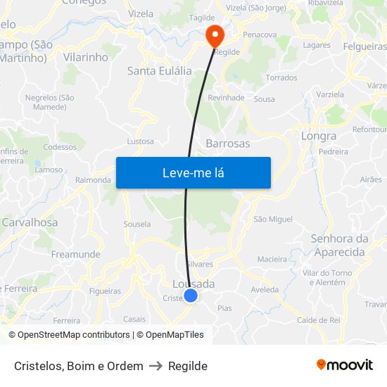 Cristelos, Boim e Ordem to Regilde map