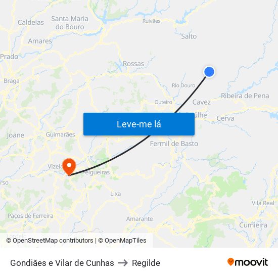 Gondiães e Vilar de Cunhas to Regilde map