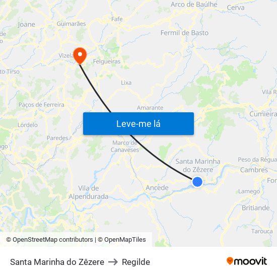 Santa Marinha do Zêzere to Regilde map