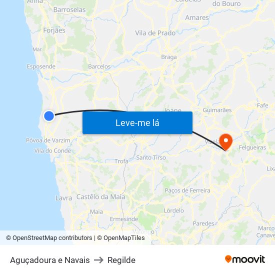 Aguçadoura e Navais to Regilde map