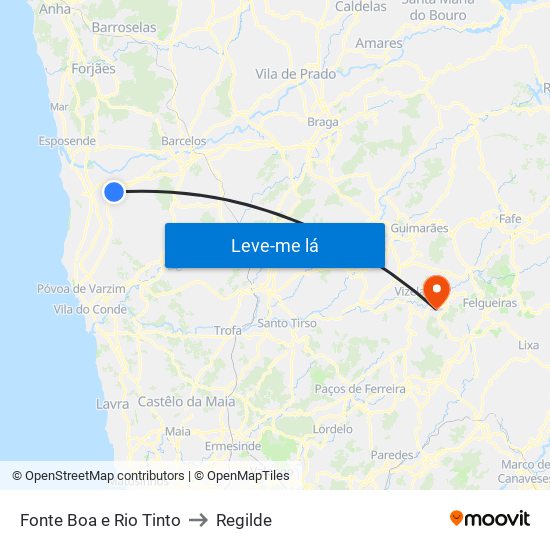 Fonte Boa e Rio Tinto to Regilde map