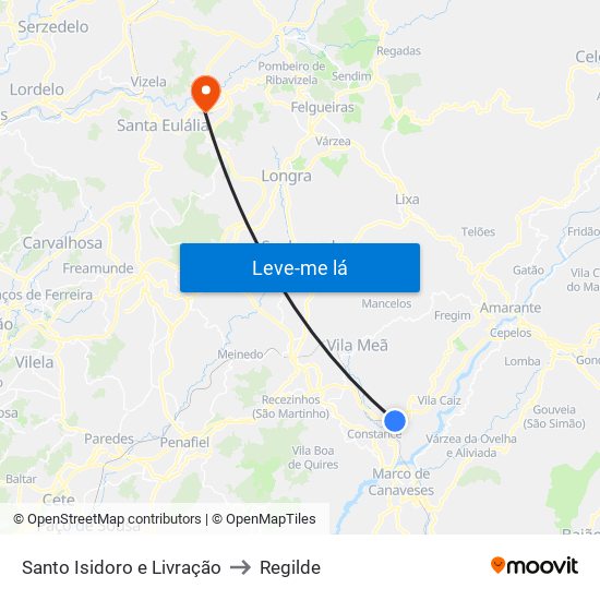 Santo Isidoro e Livração to Regilde map