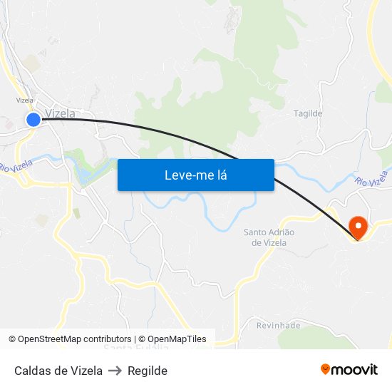 Caldas de Vizela to Regilde map