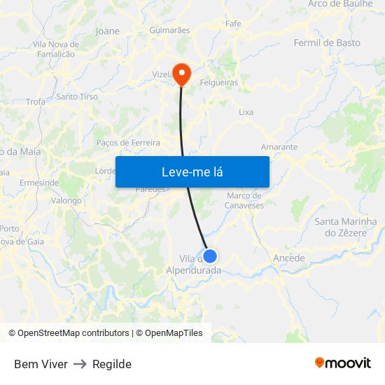 Bem Viver to Regilde map