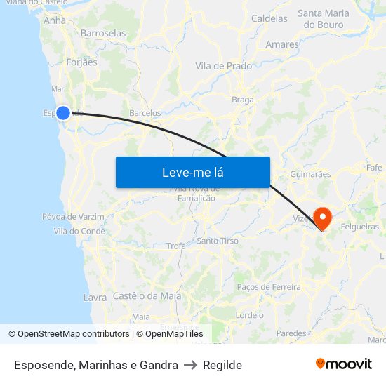 Esposende, Marinhas e Gandra to Regilde map