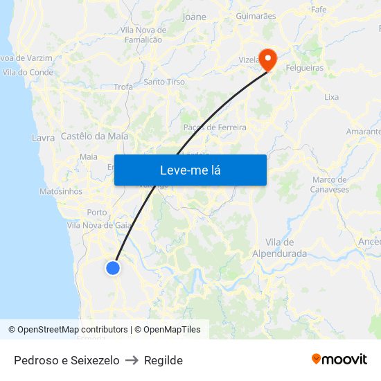 Pedroso e Seixezelo to Regilde map