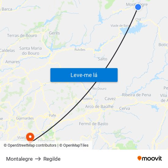 Montalegre to Regilde map