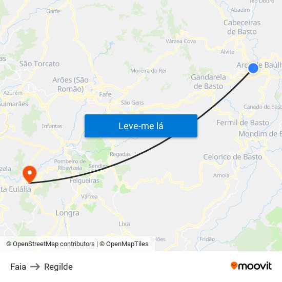 Faia to Regilde map