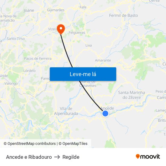 Ancede e Ribadouro to Regilde map