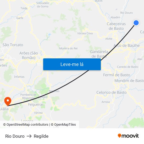 Rio Douro to Regilde map