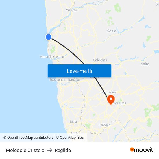 Moledo e Cristelo to Regilde map