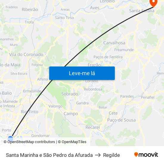 Santa Marinha e São Pedro da Afurada to Regilde map