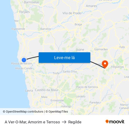 A Ver-O-Mar, Amorim e Terroso to Regilde map