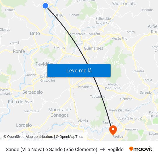 Sande (Vila Nova) e Sande (São Clemente) to Regilde map
