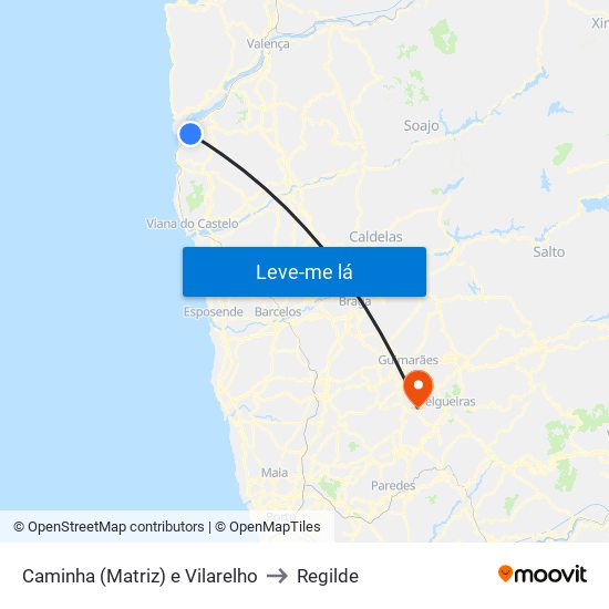 Caminha (Matriz) e Vilarelho to Regilde map