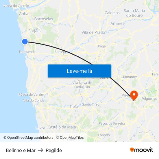 Belinho e Mar to Regilde map
