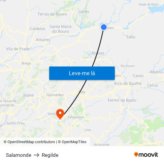 Salamonde to Regilde map