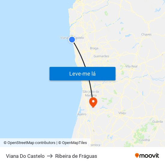 Viana Do Castelo to Ribeira de Fráguas map