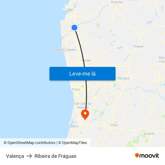 Valença to Ribeira de Fráguas map