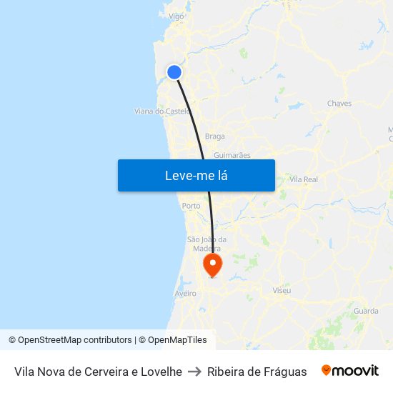 Vila Nova de Cerveira e Lovelhe to Ribeira de Fráguas map