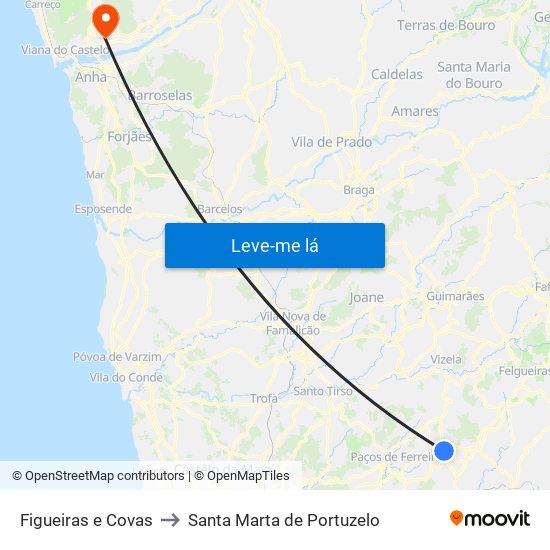 Figueiras e Covas to Santa Marta de Portuzelo map