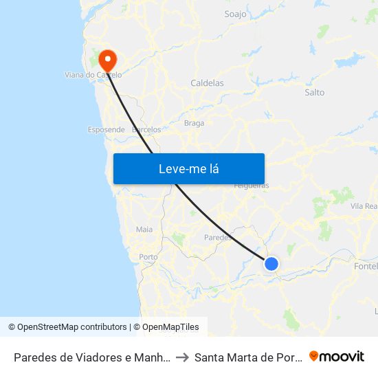 Paredes de Viadores e Manhuncelos to Santa Marta de Portuzelo map