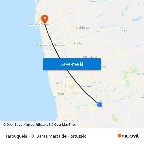 Tarouquela to Santa Marta de Portuzelo map