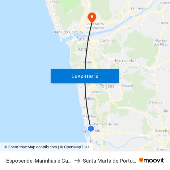 Esposende, Marinhas e Gandra to Santa Marta de Portuzelo map
