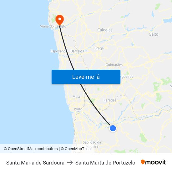 Santa Maria de Sardoura to Santa Marta de Portuzelo map