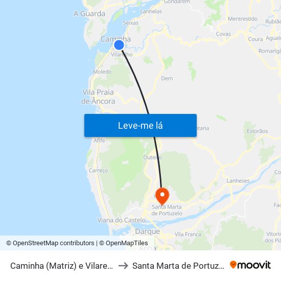 Caminha (Matriz) e Vilarelho to Santa Marta de Portuzelo map