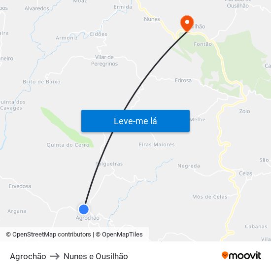 Agrochão to Nunes e Ousilhão map